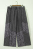 Dark Grey Plus Size Leopard Patchwork Mineral Wash Wide Leg Pants