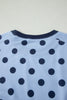 Pink Color Block Trim Polka Dot Casual Tee