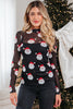 Black Christmas Fashion Print Slim Fit Long Sleeve Top