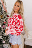 Pink Christmas Plaid Pullover Round Neck Long Sleeve Casual Fit Tunic Knitwear Sweater