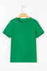 Bright Green Casual Plain Crew Neck Tee