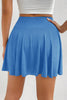Blue A-line Draped High Waist Phone Pocket Lined Skort