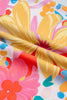 Pink Floral Print Striped Trim Button Down Short Sleeve Vacation Dress