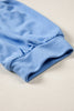 Sky Blue Striped Frilled Collar Short Sleeve Blouse