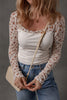 White Floral Lace Patchwork Square Neck Long Sleeve Top