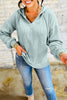 Clearly Aqua Ribbed Drop Shoulder Knit Hoodie