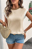Beau Blue Color Block Corded Knit Crew Neck Tee
