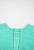 Sea Green Mineral Wash Drawstring Waist Hollow Out Back Short Sleeve Romper