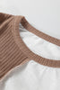 Dark Khaki Colorblock Checkered Raw Seamed Round Neck Knitted Jumper