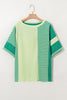 Green Stripe Patchwork Colorblock Plus Size T Shirt