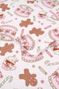 Pink Abstract Christmas Print Long Sleeve Two Piece Lounge Set
