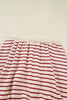 Red Stripe Cropped Collared Drop Shoulder Pullover and Bubble Mini Skirt Set