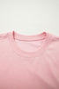Light Pink Solid Color Loose Tee Drawstring Wide Leg Pants 2pcs Outfit