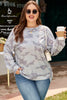 Multicolour Camouflage Print Round Neck Plus Size Sweatshirt