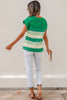 Black Stripe Mixed Print Crew Neck Cap Sleeve T Shirt