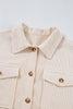 Oatmeal Textured Flap Pockets Buttoned Plus Size Shacket