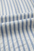 Sky Blue Stripe Leopard Trim V Neck Button Down Half Sleeve Shirt
