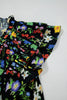 Black Tiered Flutter Sleeve V Neck Flower Blouse