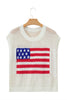Sky Blue Flag Graphic Short Sleeve Sweater Top