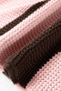 Fushia Striped Color Block Thermal Textured Knit Drop Shoulder Sweater