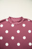 Red Polka Dot Print Contrast Detail Oversized Tunic Sweatshirt