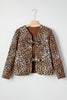 Khaki Leopard Quilted Tie Front Jacket