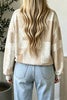 Sky Blue Patchwork Floral Print Mock Neck Long Sleeve Sweatshirt
