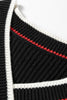 Black Contrast Striped Trim V Neck Drop Shoulder Sweater