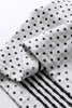 Beige Plus Size Dot Print Striped Patchwork Long Sleeve Henley Top