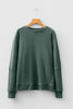 Mist Green Waffle Knit Patchwork Long Sleeve Loose Top