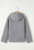 Medium Grey Fleece Zip Up Drawstring Hooded Pocketed Jacket