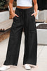 Bonbon Mineral Wash Exposed Seam Drawstring High Waist Wide Leg Cargo Pants