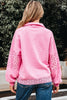 Bonbon Embroidered Flower Patchwork Snap Buttons Pullover Sweatshirt