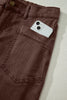 Coffee Solid Color Square Patch Pocket Ankle-length Barrel Jeans