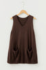 Jet Stream Ribbed Deep V Neckline Front Pocketed Loose Tunic Sweater Vest