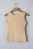 Oatmeal Solid Color Wide Strap Splicing Athleisure Tank Top