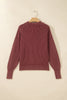 Red Dahlia Drop Shoulder High Neck Ribbed Sweater