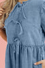 Dusk Blue Bowknot Bubble Sleeve Short Denim Dress