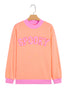 Grapefruit Orange Polka Dot Letter Graphic Colorblock Tunic Sweatshirt