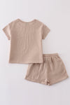 Premium Beige muslin boy shorts set