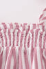 Premium Pink muslin stripe smocked girl bubble