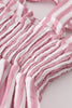 Premium Pink muslin stripe smocked ruffle dress