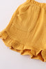 Premium Yellow muslin bow shorts set