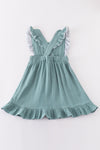 Premium Blue muslin ruffle dress