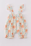 Premium Floral muslin leaves ruffle romper