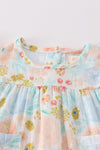 Premium Blue & pink muslin floral ruffle baby set