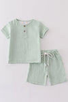 Premium Sage muslin stripe boy shorts set