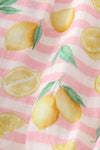 Premium Pink muslin stripe lemon bubble