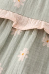 Premium Sage muslin daisy tiered dress