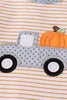 Premium Beige stripe truck pumpkin applique boy romper